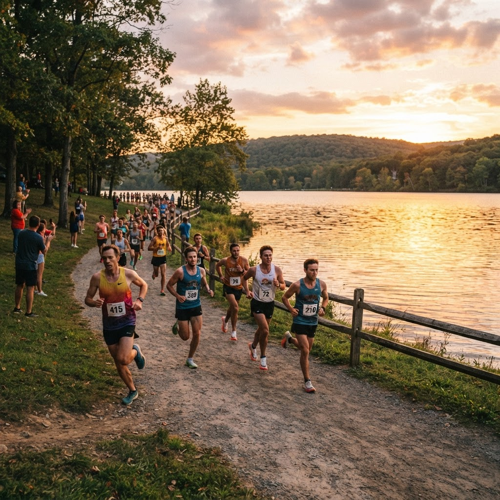Evening twilight 5K beside Lake Galena at sunset