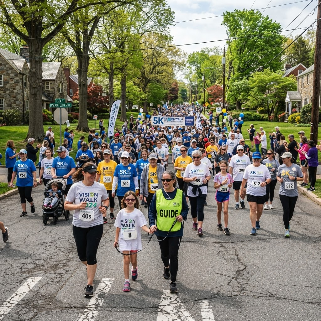 Runners and walkers at the Bookin' for Lookin' Race For Sight